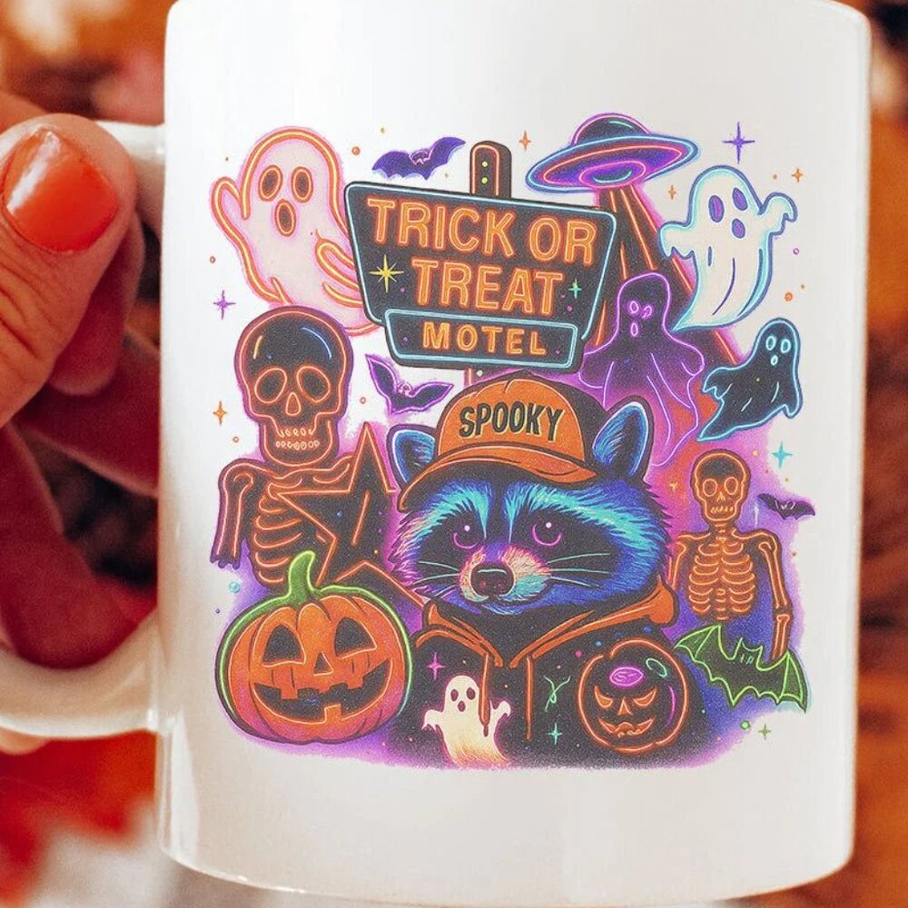 Trick Or Treat Motel Ceramic Mug NIP